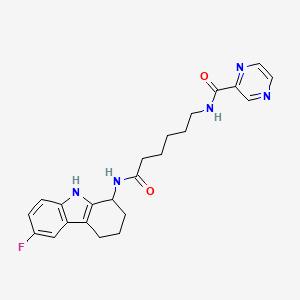 N-{6-[(6-fluoro-2,3,4,9-tetrahydro-1H-carbazol-1-yl)amino]-6-oxohexyl}pyrazine-2-carboxamide