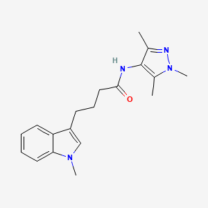 molecular formula C19H24N4O B12178537 4-(1-methyl-1H-indol-3-yl)-N-(1,3,5-trimethyl-1H-pyrazol-4-yl)butanamide 