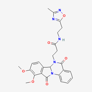 molecular formula C25H25N5O6 B12178611 3-(9,10-dimethoxy-5,11-dioxo-6a,11-dihydroisoindolo[2,1-a]quinazolin-6(5H)-yl)-N-[2-(3-methyl-1,2,4-oxadiazol-5-yl)ethyl]propanamide 