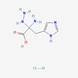 molecular formula C6H12ClN5O2 B1217873 Histidine, alpha-hydrazino-, hydrochloride CAS No. 33334-54-2