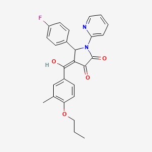 molecular formula C26H23FN2O4 B12178780 5-(4-fluorophenyl)-3-hydroxy-4-[(3-methyl-4-propoxyphenyl)carbonyl]-1-(pyridin-2-yl)-1,5-dihydro-2H-pyrrol-2-one 