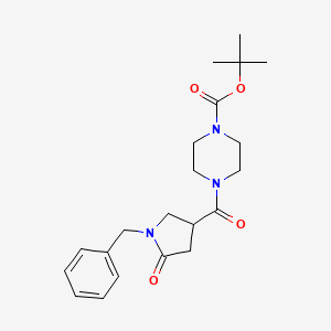 molecular formula C21H29N3O4 B12178811 Tert-butyl 4-[(1-benzyl-5-oxopyrrolidin-3-yl)carbonyl]piperazine-1-carboxylate 