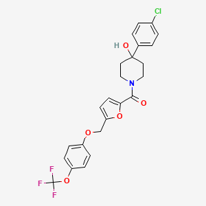 molecular formula C24H21ClF3NO5 B12178816 [4-(4-Chlorophenyl)-4-hydroxypiperidin-1-yl](5-{[4-(trifluoromethoxy)phenoxy]methyl}furan-2-yl)methanone 