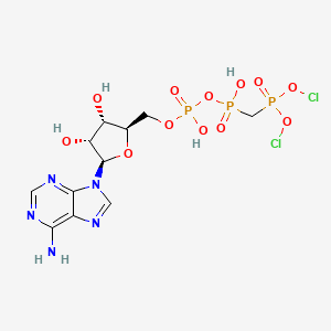 molecular formula C11H16Cl2N5O12P3 B1217882 [[(2R,3S,4R,5R)-5-(6-aminopurin-9-yl)-3,4-dihydroxyoxolan-2-yl]methoxy-hydroxyphosphoryl]oxy-(dichlorooxyphosphorylmethyl)phosphinic acid CAS No. 81336-74-5