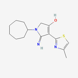 molecular formula C15H21N3OS B12178851 1-cycloheptyl-5-imino-4-(4-methyl-1,3-thiazol-2-yl)-2,5-dihydro-1H-pyrrol-3-ol 