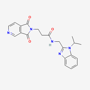 molecular formula C21H21N5O3 B12178931 3-(1,3-dioxo-1,3-dihydro-2H-pyrrolo[3,4-c]pyridin-2-yl)-N-[(1-isopropyl-1H-1,3-benzimidazol-2-yl)methyl]propanamide 