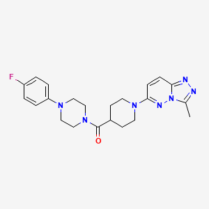 molecular formula C22H26FN7O B12179071 [4-(4-Fluorophenyl)piperazin-1-yl][1-(3-methyl[1,2,4]triazolo[4,3-b]pyridazin-6-yl)piperidin-4-yl]methanone 