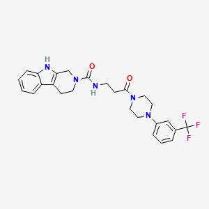 molecular formula C26H28F3N5O2 B12179241 N-(3-oxo-3-{4-[3-(trifluoromethyl)phenyl]piperazin-1-yl}propyl)-1,3,4,9-tetrahydro-2H-beta-carboline-2-carboxamide 