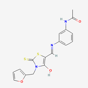 N-[3-({(E)-[3-(furan-2-ylmethyl)-4-oxo-2-thioxo-1,3-thiazolidin-5-ylidene]methyl}amino)phenyl]acetamide