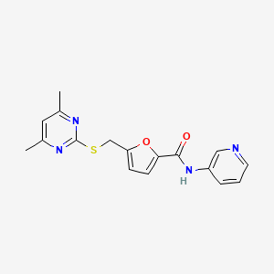 molecular formula C17H16N4O2S B12179299 5-{[(4,6-dimethylpyrimidin-2-yl)sulfanyl]methyl}-N-(pyridin-3-yl)furan-2-carboxamide 