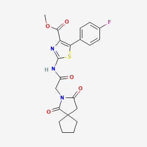 Methyl 2-{[(1,3-dioxo-2-azaspiro[4.4]non-2-yl)acetyl]amino}-5-(4-fluorophenyl)-1,3-thiazole-4-carboxylate