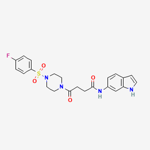 molecular formula C22H23FN4O4S B12179340 4-{4-[(4-fluorophenyl)sulfonyl]piperazin-1-yl}-N-(1H-indol-6-yl)-4-oxobutanamide 