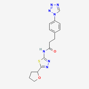 3-(4-(1H-tetrazol-1-yl)phenyl)-N-(5-(tetrahydrofuran-2-yl)-1,3,4-thiadiazol-2-yl)propanamide