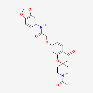 molecular formula C24H24N2O7 B12179435 2-[(1'-acetyl-4-oxo-3,4-dihydrospiro[chromene-2,4'-piperidin]-7-yl)oxy]-N-(1,3-benzodioxol-5-yl)acetamide 