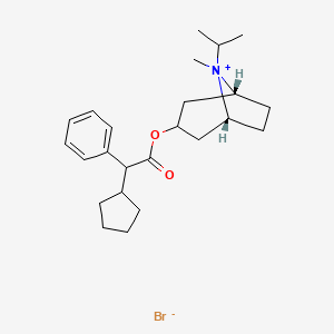 molecular formula C24H36BrNO2 B1217952 3-{[Cyclopentyl(phenyl)acetyl]oxy}-8-methyl-8-(propan-2-yl)-8-azabicyclo[3.2.1]octan-8-ium bromide 