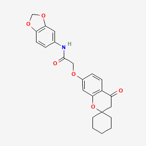 N-(1,3-benzodioxol-5-yl)-2-[(4-oxo-3,4-dihydrospiro[chromene-2,1'-cyclohexan]-7-yl)oxy]acetamide