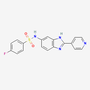 molecular formula C18H13FN4O2S B12179566 4-fluoro-N-[2-(pyridin-4-yl)-1H-benzimidazol-5-yl]benzenesulfonamide 