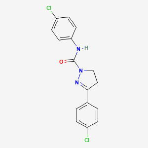 molecular formula C16H13Cl2N3O B1217960 3-(4-Chlorophenyl)-1-(4-chlorophenylcarbamoyl)-2-pyrazoline CAS No. 50799-78-5