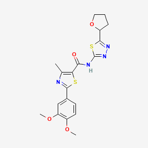 2-(3,4-dimethoxyphenyl)-4-methyl-N-[(2E)-5-(tetrahydrofuran-2-yl)-1,3,4-thiadiazol-2(3H)-ylidene]-1,3-thiazole-5-carboxamide