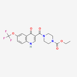 molecular formula C18H18F3N3O5 B12179660 Ethyl 4-{[4-hydroxy-6-(trifluoromethoxy)quinolin-3-yl]carbonyl}piperazine-1-carboxylate 