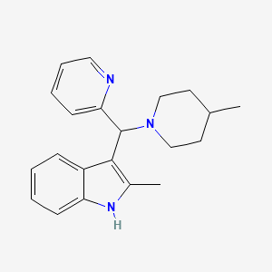 molecular formula C21H25N3 B12179689 2-methyl-3-((4-methylpiperidin-1-yl)(pyridin-2-yl)methyl)-1H-indole 