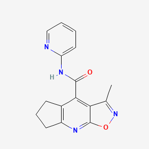 molecular formula C16H14N4O2 B12179720 3-methyl-N-(pyridin-2-yl)-6,7-dihydro-5H-cyclopenta[b][1,2]oxazolo[4,5-e]pyridine-4-carboxamide 