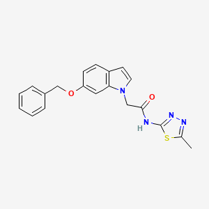 molecular formula C20H18N4O2S B12179734 2-[6-(benzyloxy)-1H-indol-1-yl]-N-[(2E)-5-methyl-1,3,4-thiadiazol-2(3H)-ylidene]acetamide 