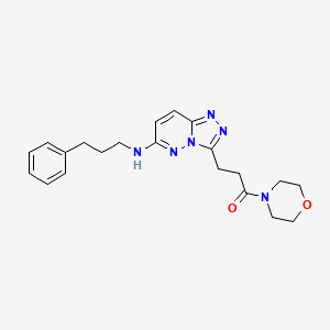 molecular formula C21H26N6O2 B12179736 1-(Morpholin-4-yl)-3-{6-[(3-phenylpropyl)amino][1,2,4]triazolo[4,3-b]pyridazin-3-yl}propan-1-one 