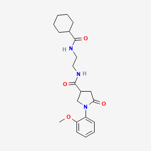 molecular formula C21H29N3O4 B12179747 N-{2-[(cyclohexylcarbonyl)amino]ethyl}-1-(2-methoxyphenyl)-5-oxopyrrolidine-3-carboxamide 