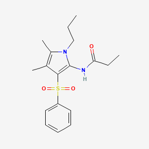 molecular formula C18H24N2O3S B12179768 N-[4,5-dimethyl-3-(phenylsulfonyl)-1-propyl-1H-pyrrol-2-yl]propanamide 