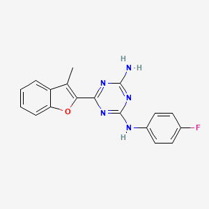 molecular formula C18H14FN5O B1217986 N2-(4-fluorophenyl)-6-(3-methyl-2-benzofuranyl)-1,3,5-triazine-2,4-diamine 