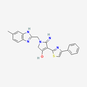 molecular formula C22H19N5OS B12179953 5-amino-1-[(6-methyl-1H-benzimidazol-2-yl)methyl]-4-(4-phenyl-1,3-thiazol-2-yl)-1,2-dihydro-3H-pyrrol-3-one 