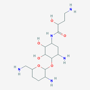molecular formula C16H33N5O6 B1217999 4-amino-N-[5-amino-4-[3-amino-6-(aminomethyl)oxan-2-yl]oxy-2,3-dihydroxycyclohexyl]-2-hydroxybutanamide CAS No. 42859-94-9