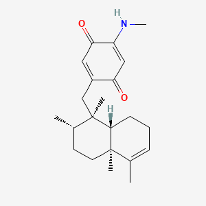 molecular formula C22H31NO2 B1218009 2,5-Cyclohexadiene-1,4-dione, 2-(methylamino)-5-(((1R,2S,4aS,8aS)-1,2,3,4,4a,7,8,8a-octahydro-1,2,4a,5-tetramethyl-1-naphthalenyl)methyl)- CAS No. 83995-05-5