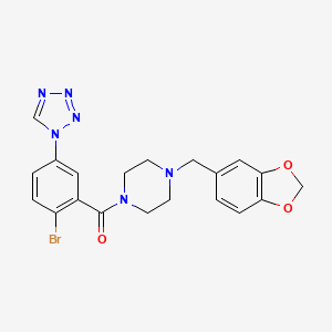 molecular formula C20H19BrN6O3 B12180140 [4-(1,3-benzodioxol-5-ylmethyl)piperazin-1-yl][2-bromo-5-(1H-tetrazol-1-yl)phenyl]methanone 