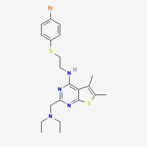 molecular formula C21H27BrN4S2 B12180227 N-{2-[(4-bromophenyl)sulfanyl]ethyl}-2-[(diethylamino)methyl]-5,6-dimethylthieno[2,3-d]pyrimidin-4-amine 