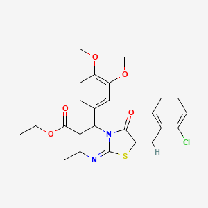 ethyl (2E)-2-(2-chlorobenzylidene)-5-(3,4-dimethoxyphenyl)-7-methyl-3-oxo-2,3-dihydro-5H-[1,3]thiazolo[3,2-a]pyrimidine-6-carboxylate