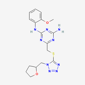 N2-(2-methoxyphenyl)-6-[({1-[(oxolan-2-yl)methyl]-1H-1,2,3,4-tetrazol-5-yl}sulfanyl)methyl]-1,3,5-triazine-2,4-diamine