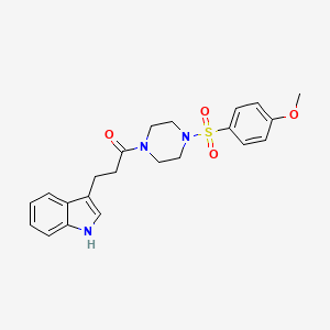 molecular formula C22H25N3O4S B12180417 3-(1H-indol-3-yl)-1-{4-[(4-methoxyphenyl)sulfonyl]piperazin-1-yl}propan-1-one 