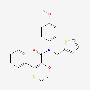 N-(4-methoxyphenyl)-3-phenyl-N-(thiophen-2-ylmethyl)-5,6-dihydro-1,4-oxathiine-2-carboxamide