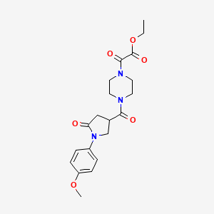 molecular formula C20H25N3O6 B12180499 Ethyl (4-{[1-(4-methoxyphenyl)-5-oxopyrrolidin-3-yl]carbonyl}piperazin-1-yl)(oxo)acetate 