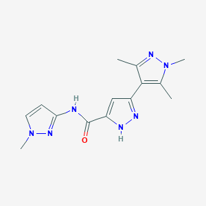 molecular formula C14H17N7O B12180551 1',3',5'-trimethyl-N-(1-methyl-1H-pyrazol-3-yl)-1'H,2H-3,4'-bipyrazole-5-carboxamide 