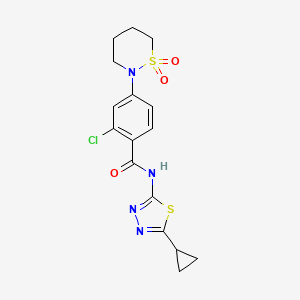 molecular formula C16H17ClN4O3S2 B12180619 2-chloro-N-(5-cyclopropyl-1,3,4-thiadiazol-2-yl)-4-(1,1-dioxido-1,2-thiazinan-2-yl)benzamide 