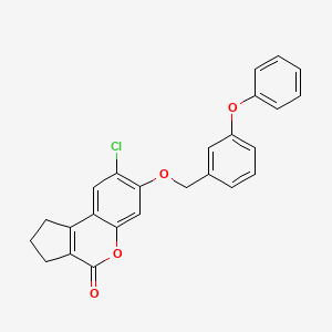 molecular formula C25H19ClO4 B12180708 8-chloro-7-[(3-phenoxybenzyl)oxy]-2,3-dihydrocyclopenta[c]chromen-4(1H)-one 