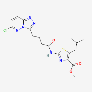 molecular formula C18H21ClN6O3S B12180709 Methyl 2-{[4-(6-chloro[1,2,4]triazolo[4,3-b]pyridazin-3-yl)butanoyl]amino}-5-(2-methylpropyl)-1,3-thiazole-4-carboxylate 