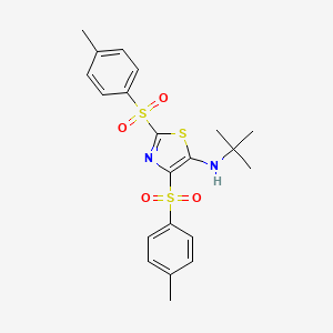 molecular formula C21H24N2O4S3 B12180748 N-tert-butyl-2,4-bis(4-methylbenzenesulfonyl)-1,3-thiazol-5-amine 