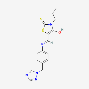 (5E)-3-propyl-2-thioxo-5-({[4-(1H-1,2,4-triazol-1-ylmethyl)phenyl]amino}methylidene)-1,3-thiazolidin-4-one