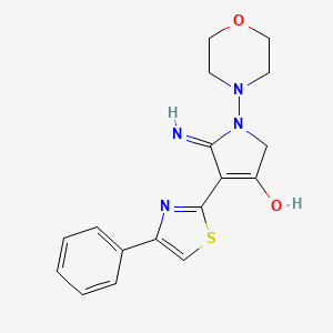 molecular formula C17H18N4O2S B12180837 5-amino-1-(morpholin-4-yl)-4-(4-phenyl-1,3-thiazol-2-yl)-1,2-dihydro-3H-pyrrol-3-one 