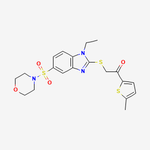 2-{[1-ethyl-5-(morpholine-4-sulfonyl)-1H-1,3-benzodiazol-2-yl]sulfanyl}-1-(5-methylthiophen-2-yl)ethan-1-one