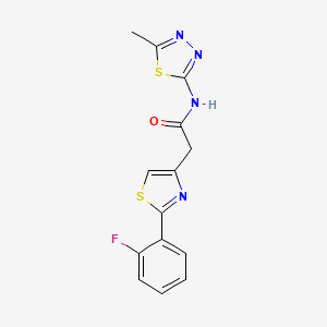 molecular formula C14H11FN4OS2 B12181013 2-[2-(2-fluorophenyl)-1,3-thiazol-4-yl]-N-[(2Z)-5-methyl-1,3,4-thiadiazol-2(3H)-ylidene]acetamide 